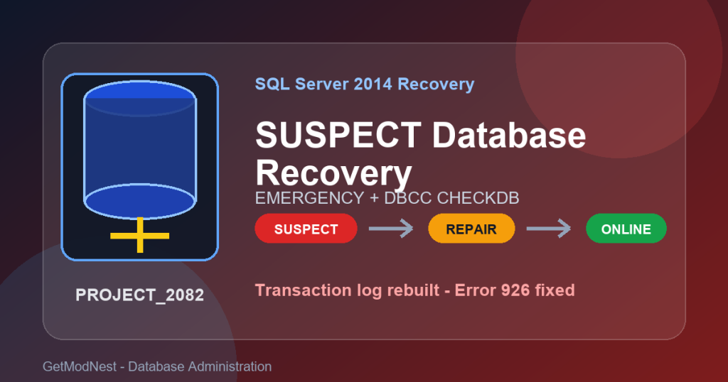 SQL Server SUSPECT database recovery with DBCC CHECKDB and transaction log rebuild