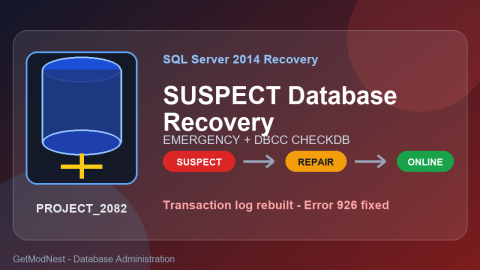 SQL Server SUSPECT database recovery with DBCC CHECKDB and transaction log rebuild